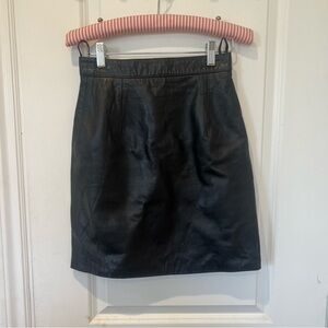St. John Black Leather mini Skirt